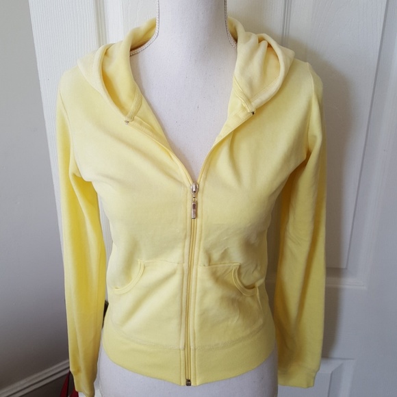 Tops | Lemon Yellow Velvet Hoodie | Poshmark